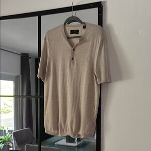 All Saints Cream Casual Button Down Shirt Soft Knit